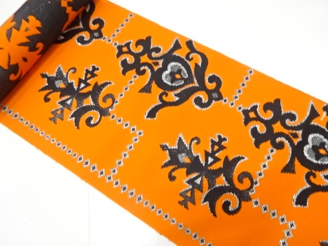 JAPANESE KIMONO / ANTIQUE BOLT FOR HASSUN OBI / WOVEN FLORAL SARASA